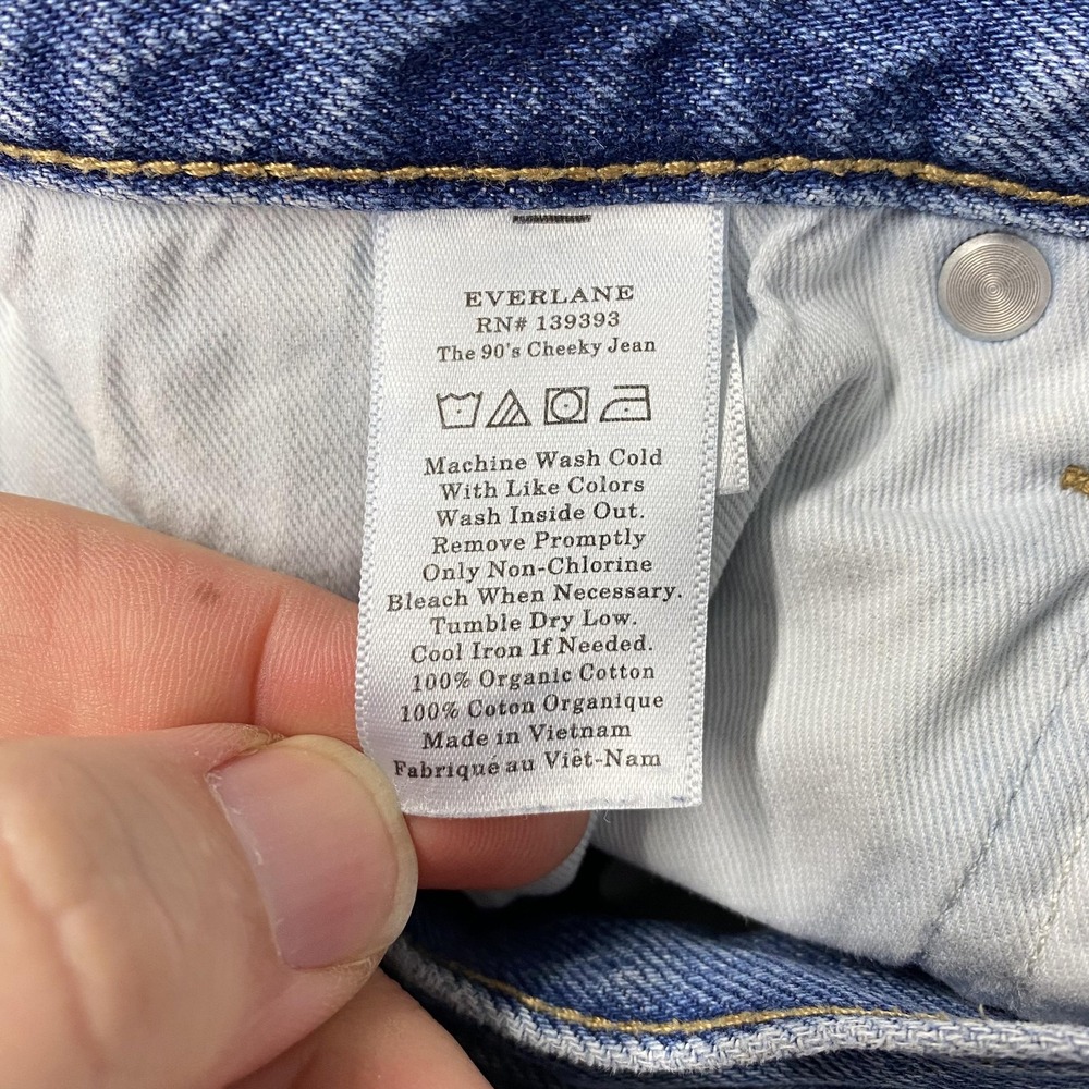 Everlane 90s Cheeky Jeans Womens 27 Blue High Rise Straight Denim Button Fly - Picture 7 of 14